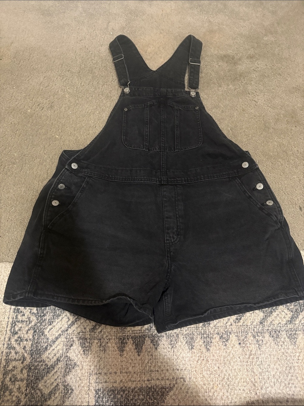 Old Navy Black Denim Short Overalls - Women's